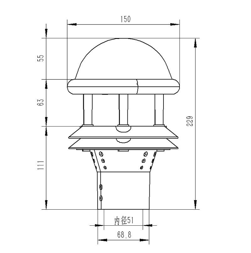 光學(xué)雨量監(jiān)測(cè)儀產(chǎn)品尺寸圖