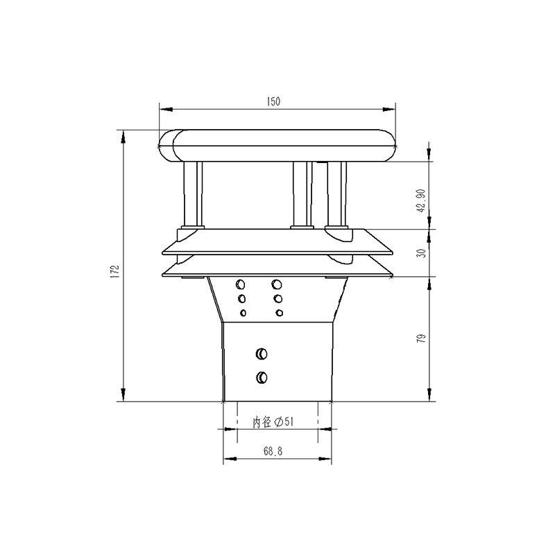 風(fēng)電專用超聲波風(fēng)速風(fēng)向傳感器產(chǎn)品尺寸圖